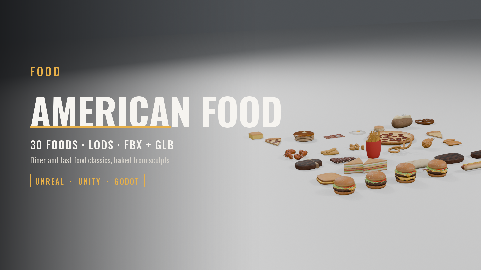 American Food Pack: 30 Game-Ready Foods with LODs