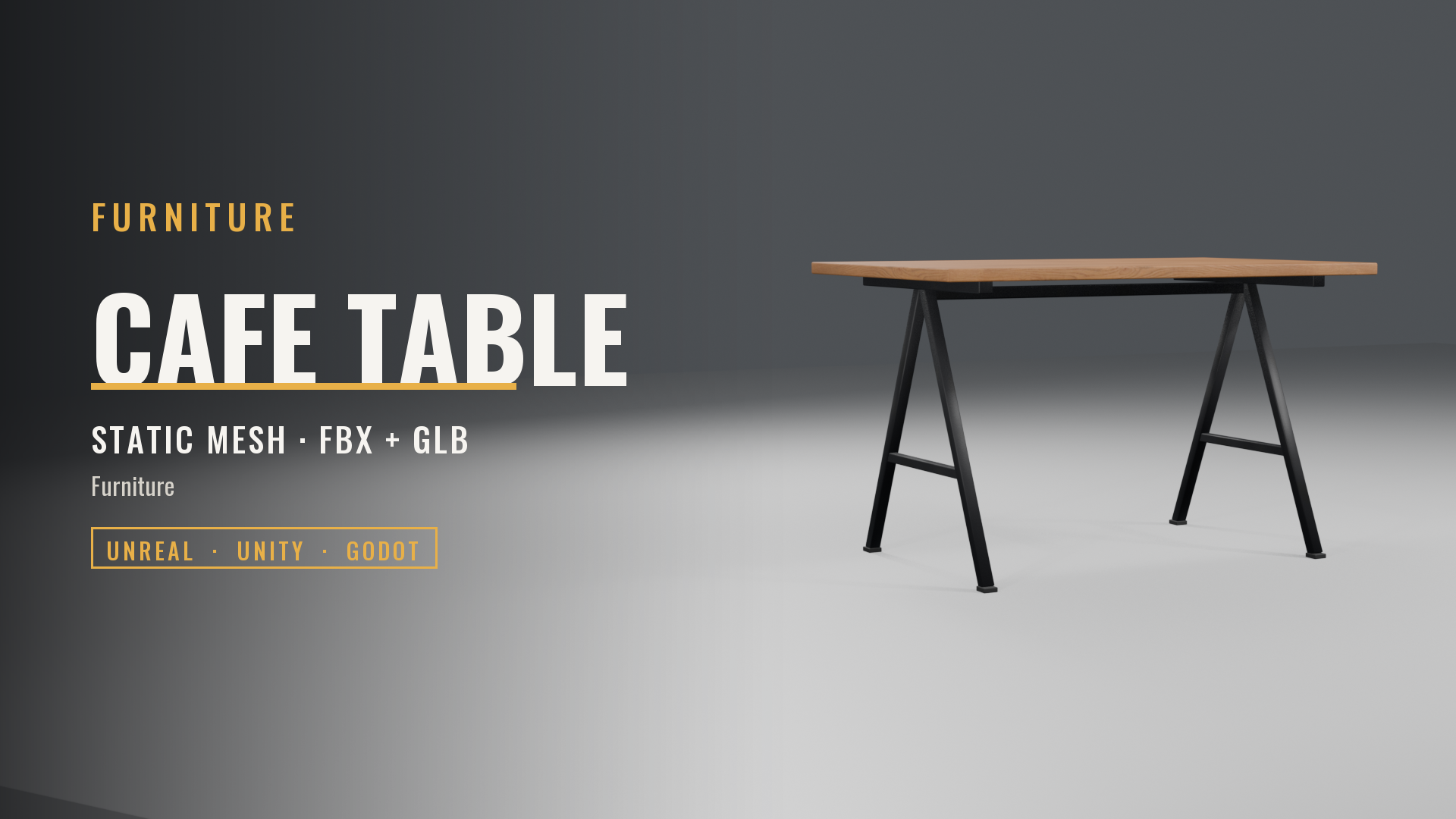 Cafe Table for Four (Oak Top, Black Steel A-Frames)