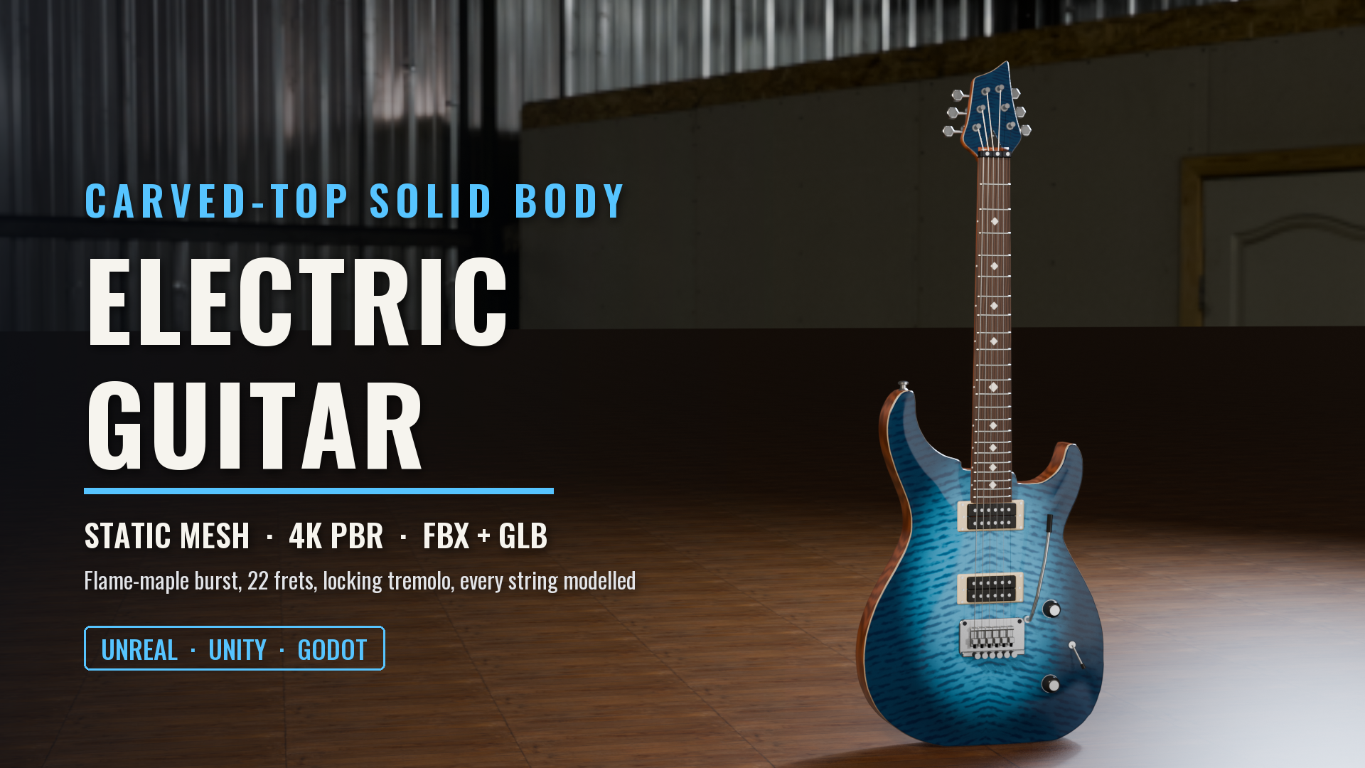 Carved-Top Electric Guitar (Blue Flame-Maple Burst)