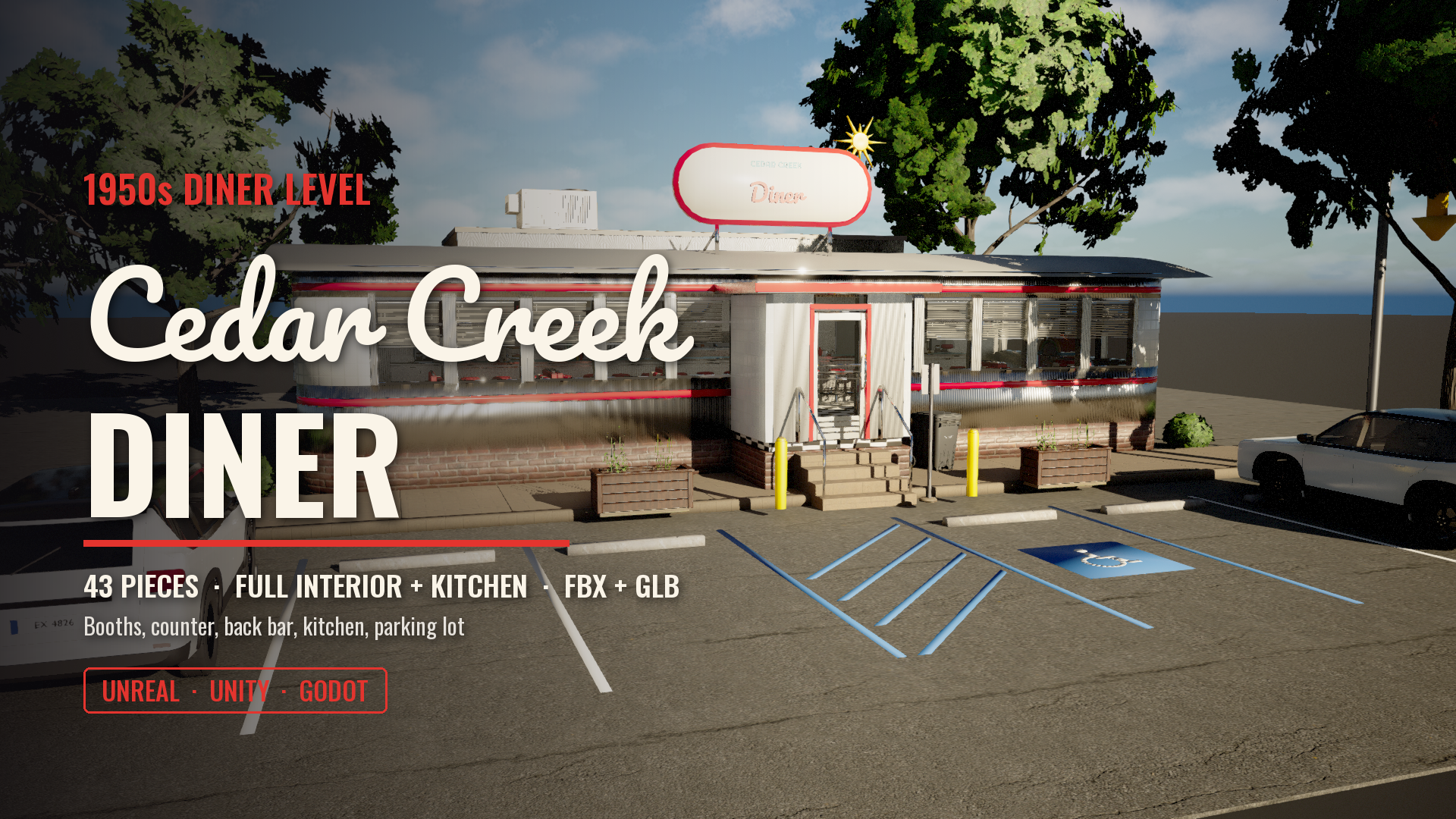 Cedar Creek Diner: 1950s Diner Level (Interior, Kitchen, Parking Lot)