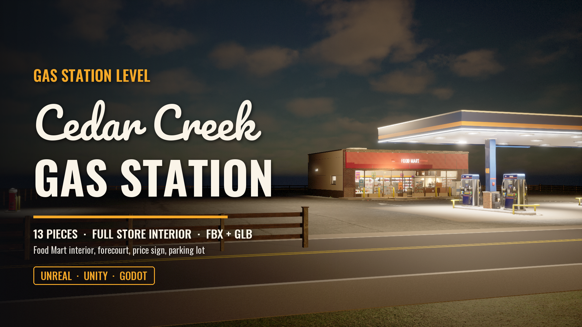 Cedar Creek Gas Station: Gas Station and Food Mart Level (Interior, Forecourt, Parking)