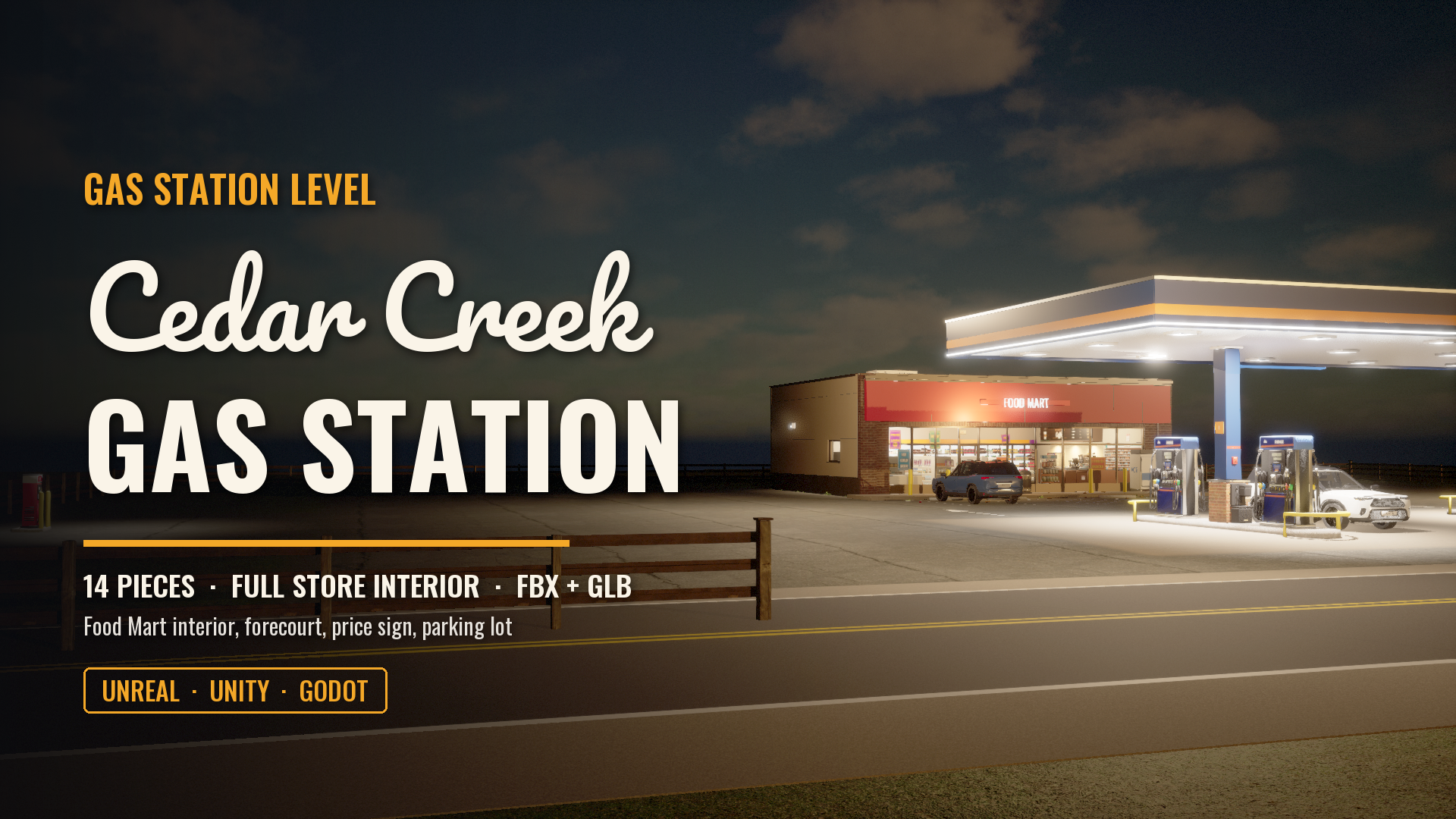 Cedar Creek Gas Station: Gas Station and Food Mart Level (Interior, Forecourt, Parking)