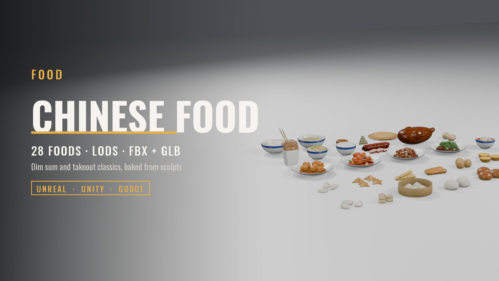 Chinese Food Pack: 28 Game-Ready Foods with LODs