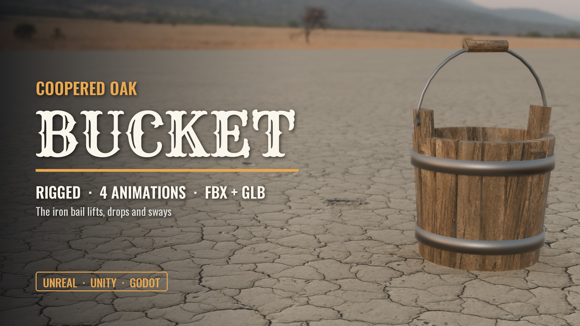 Coopered Oak Bucket (Rigged Swinging Bail)