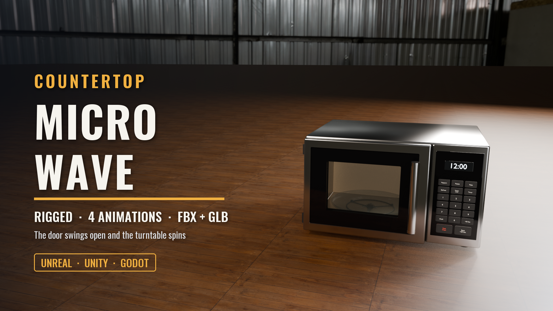 Countertop Microwave (Rigged: Opening Door, Spinning Turntable)