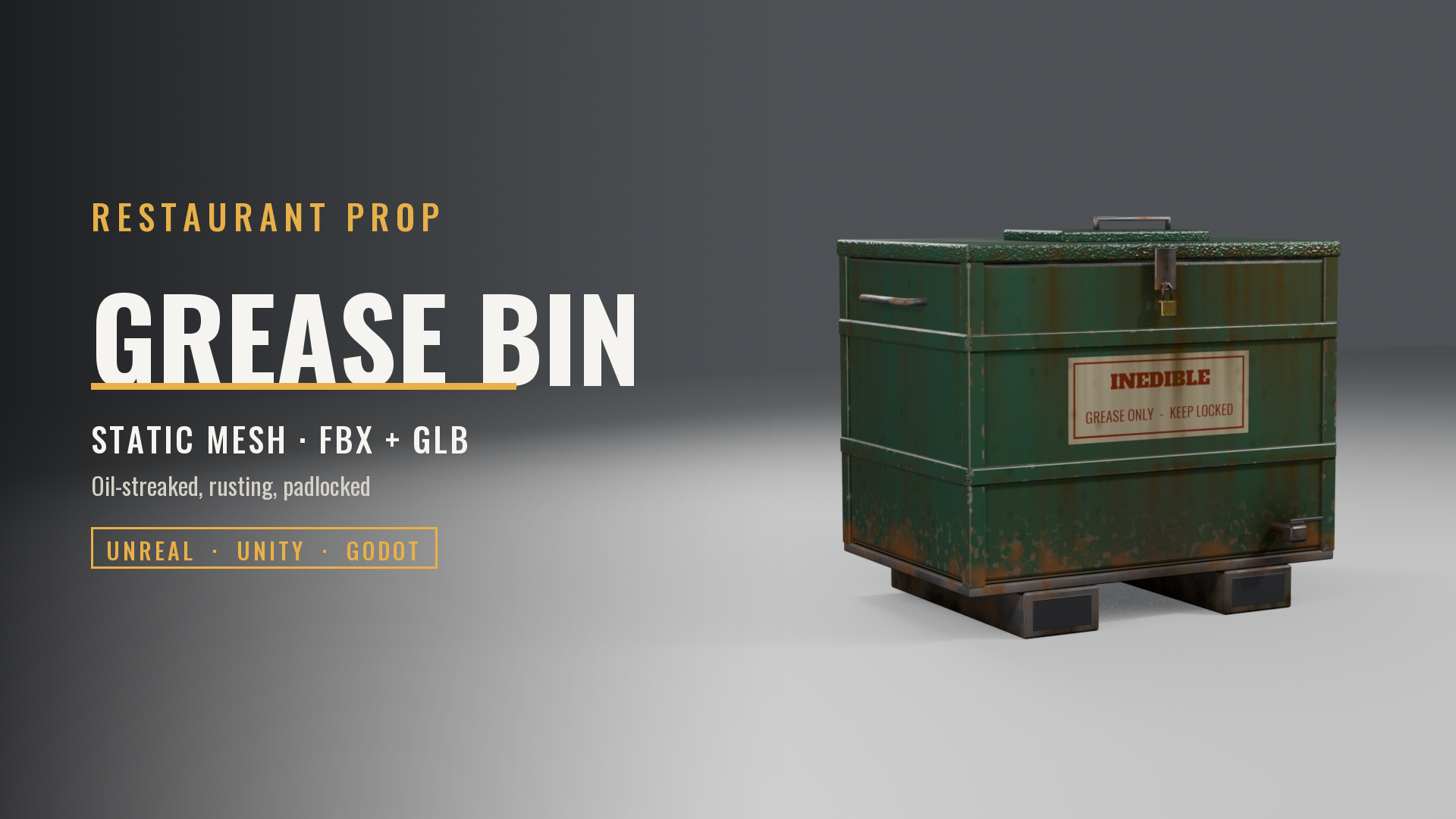 Restaurant Grease Bin, Grimy (Used Cooking Oil Container)