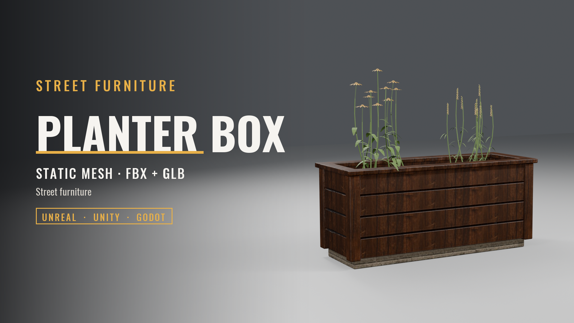 Cedar Planter Box with Flowers (Concrete Plinth)