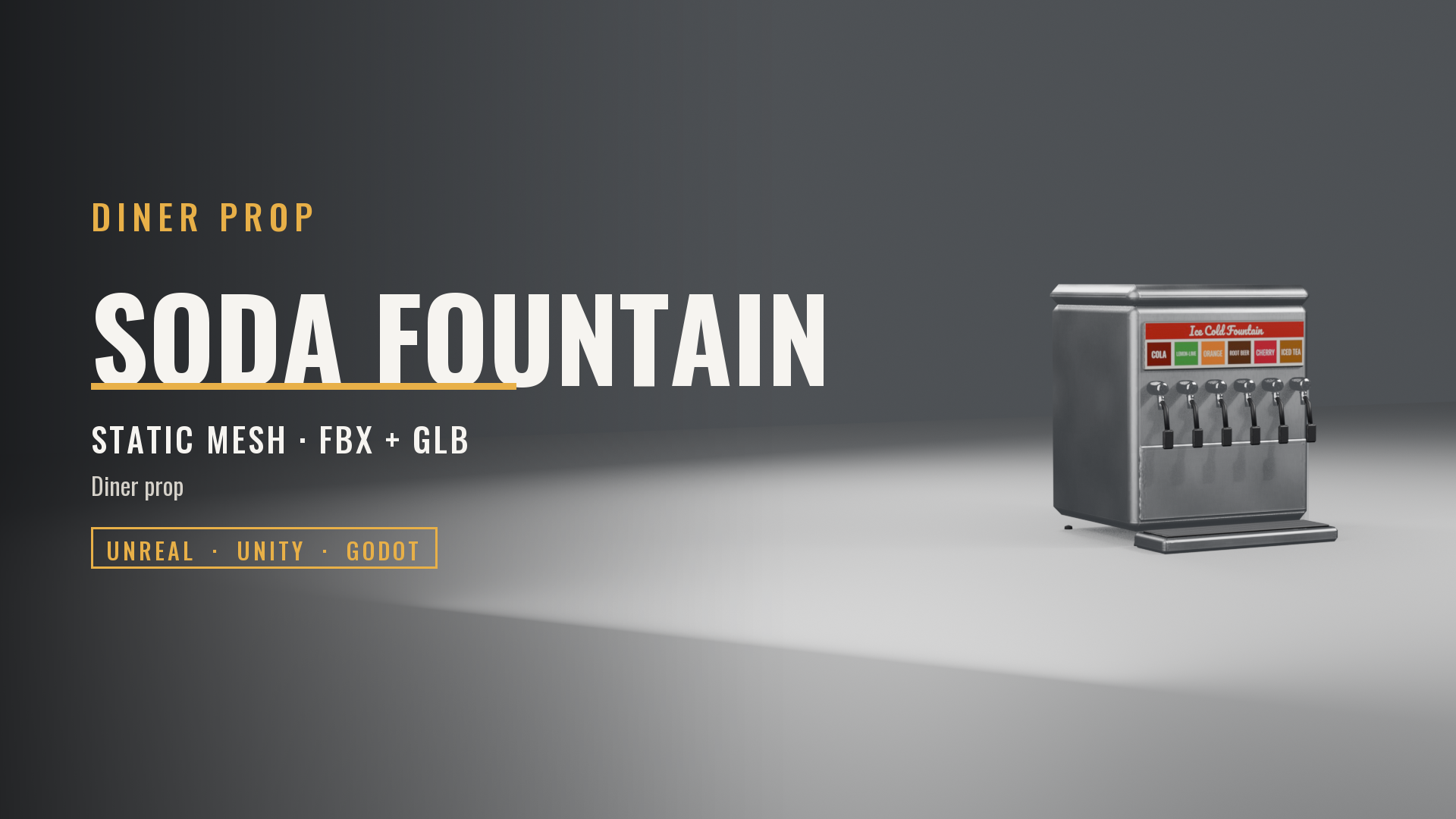 Soda Fountain Drink Dispenser (Six Valves, Lit Header)