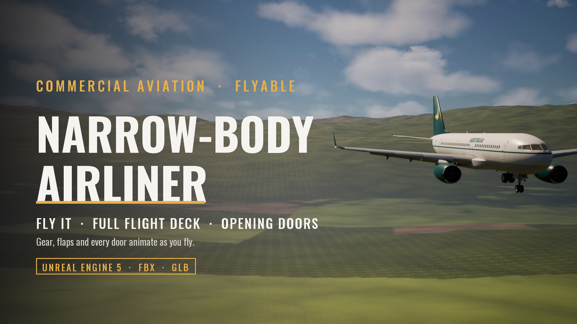 Flyable Narrow-Body Airliner: Full Interior and Working Controls
