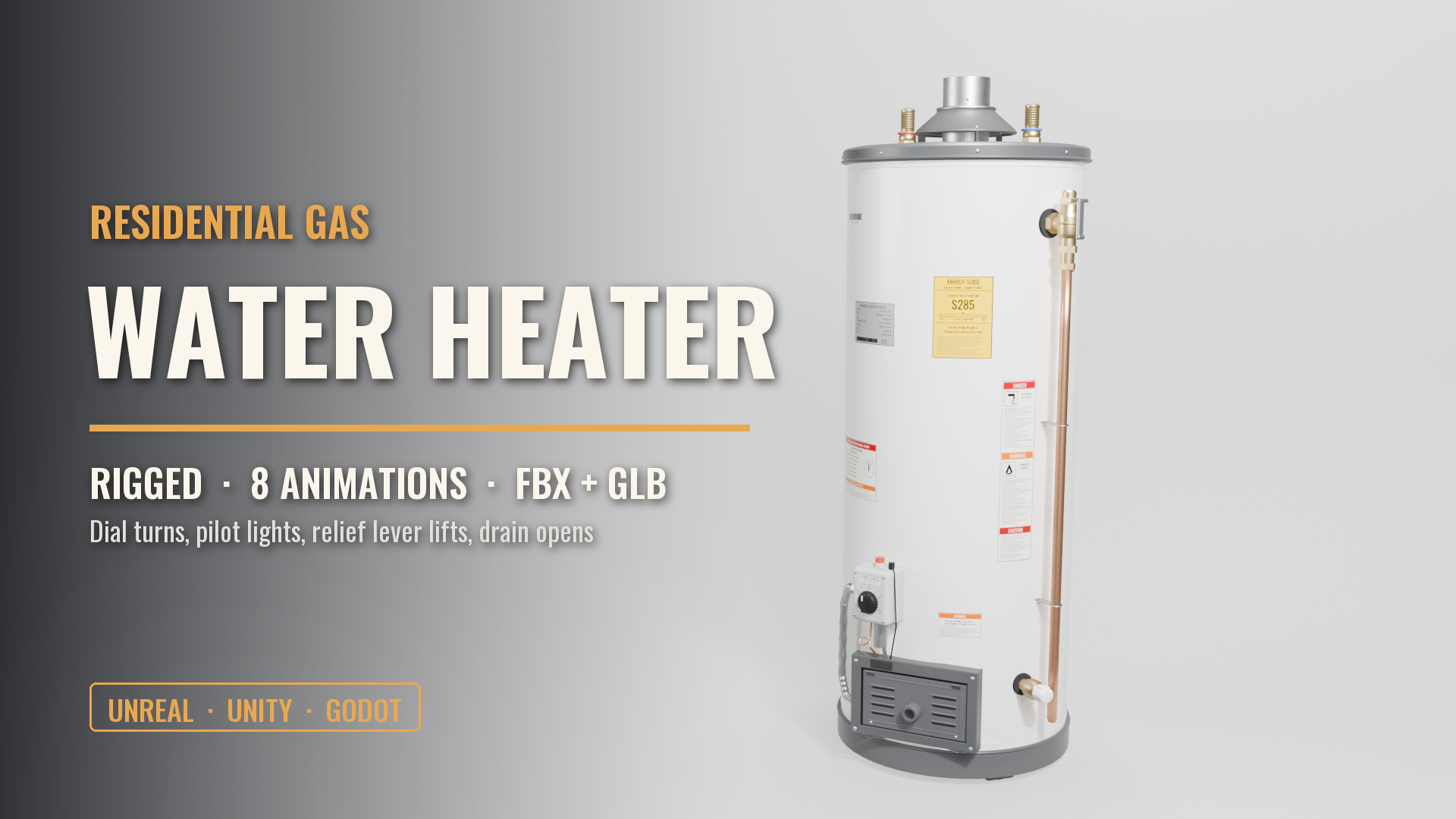 Gas Water Heater (Rigged, Pilot Lights, Working Valves)