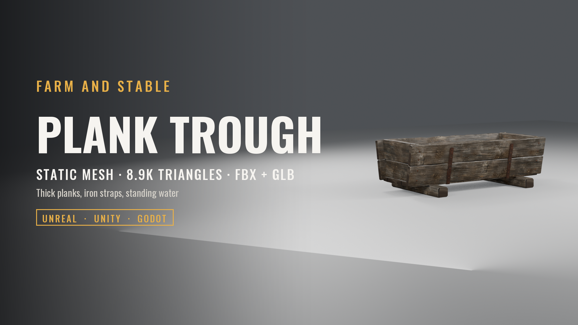 Hewn Plank Feed and Water Trough