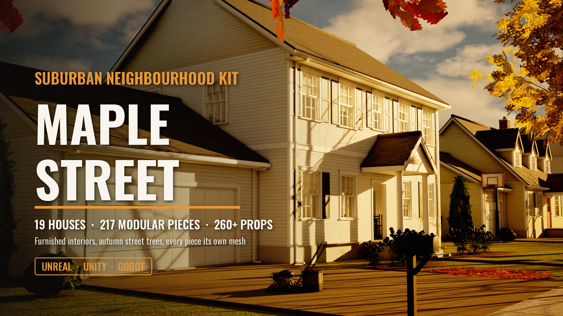 Maple Street: Suburban Neighbourhood Kit (19 Houses, 217 Modular Pieces, 260+ Props)