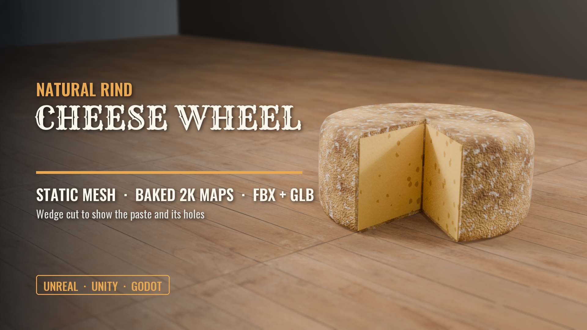 Natural-Rind Cheese Wheel (Wedge Cut)