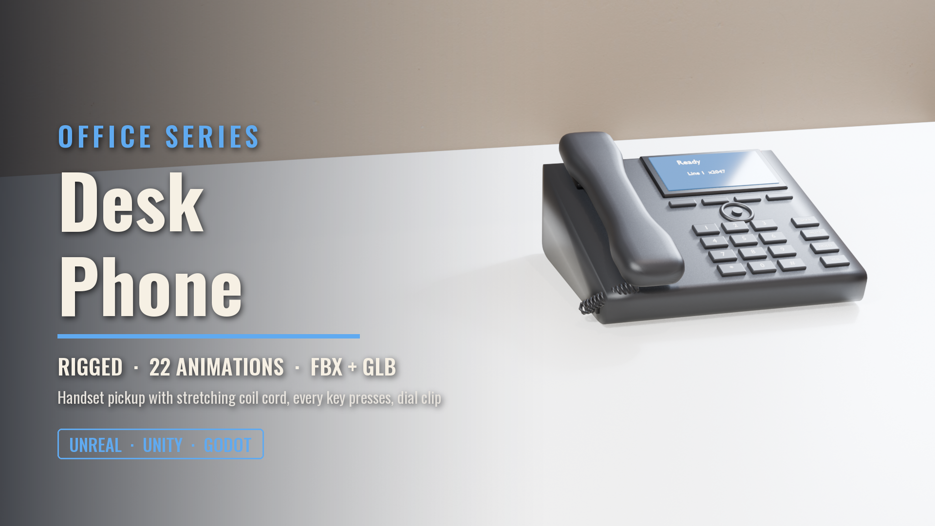 Office Desk Phone (Rigged, Pickup & Key Presses)