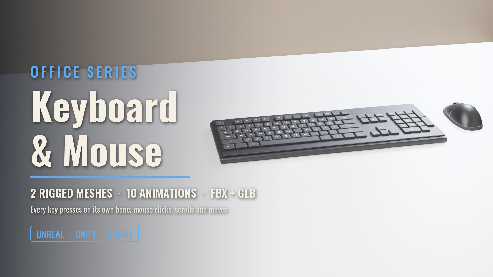 Office Keyboard & Mouse (Rigged, Every Key Presses)