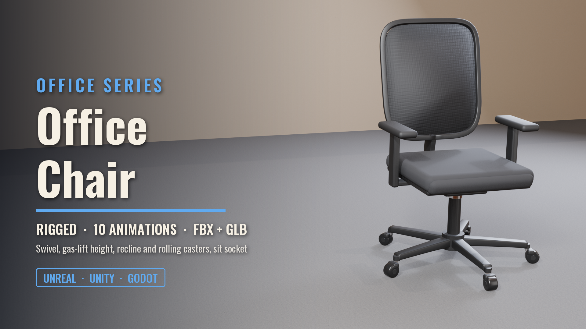 Office Task Chair (Rigged, Swivel, Height & Recline)
