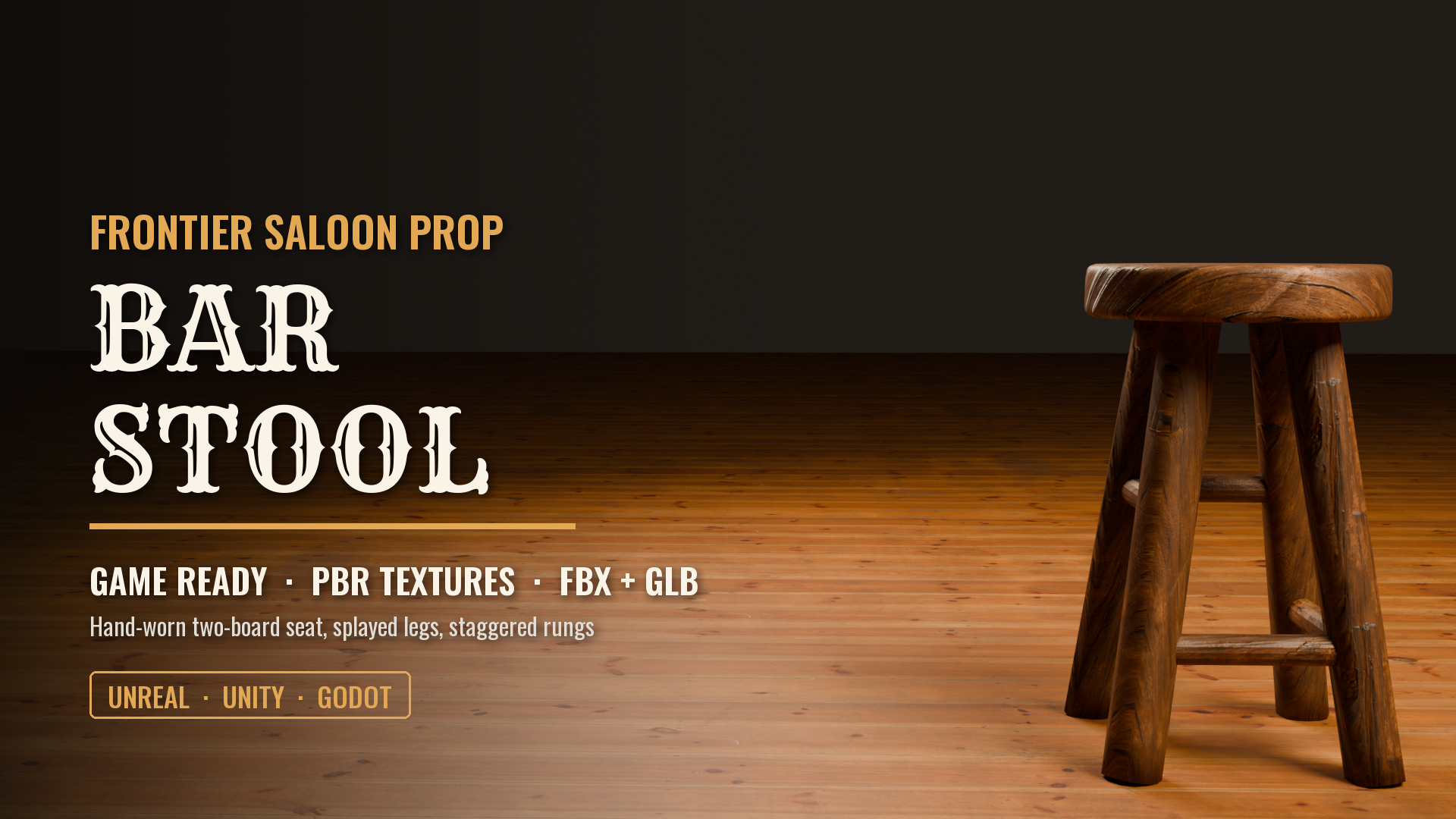 Rustic Wooden Bar Stool