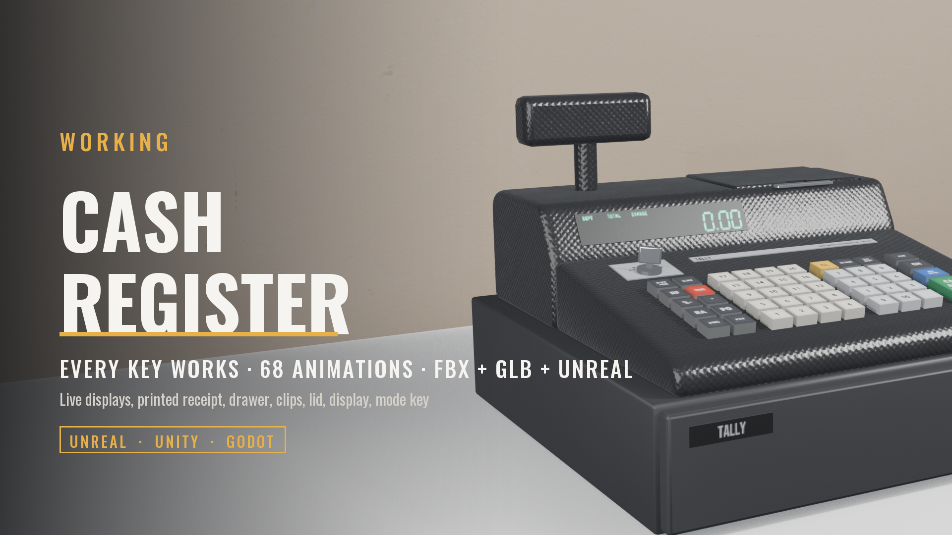 Working Cash Register (Every Key Works, Live Displays, Printed Receipt, Blueprint Events, Cashier Game)