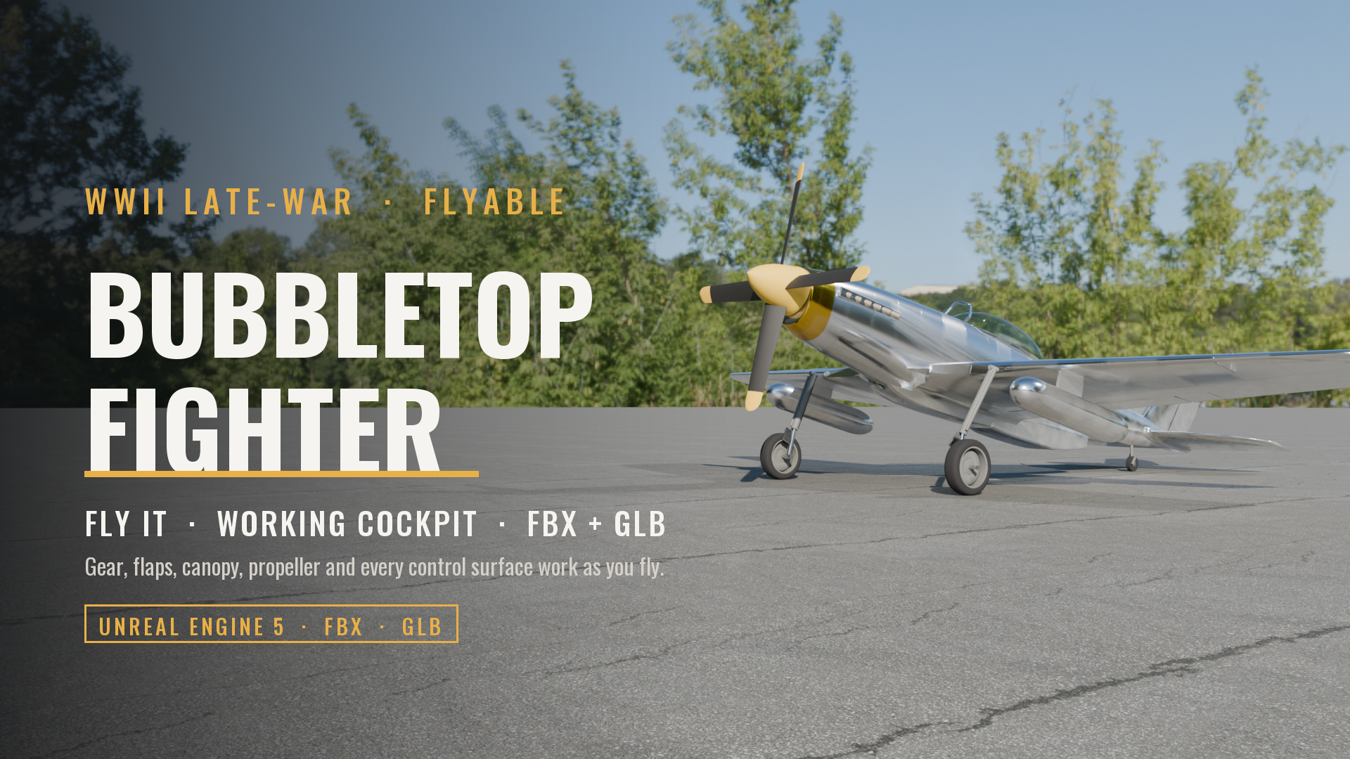 Flyable WWII Bubble-Canopy Fighter (Working Cockpit, Gear, Flaps, Canopy and Flight Controls)